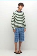 Bermuda in denim con stampa laser stile skater (1)