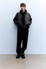 Leather effect trucker jacket 4.webp