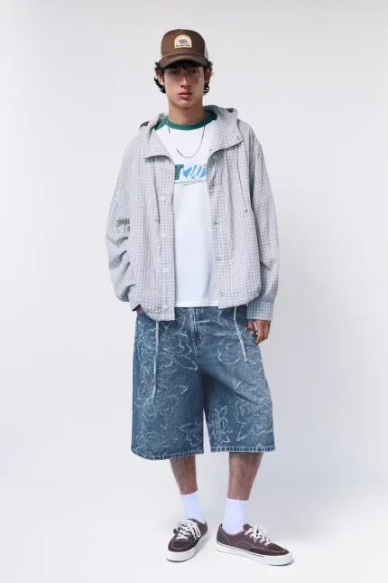 Bermuda skater in denim floreale (1)